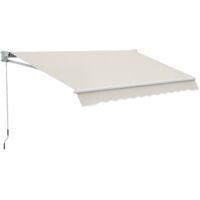 Outsunny toldo manual retráctil con manivela 200x250 cm toldo de pared con protección solar UV50+ y brazo de aluminio para jardín terraza exterior