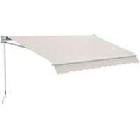 Outsunny toldo manual retráctil con manivela 200x295 cm toldo de pared con protección solar UV50+ y brazo de aluminio para jardín terraza exterior