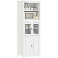 Alacena de cocina aparador de comedor armario de cocina con 4 puertas 2 estantes abiertos y estante ajustable para salón 60x30x162 cm blanco