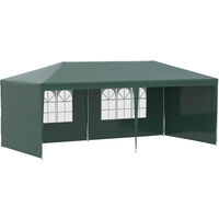 Outsunny carpa de jardín 6x3 m con 4 paredes laterales y 2 ventanas visibles cenador gazebo de exterior con marco de acero para fiestas eventos bodas