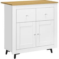 HOMCOM aparador de cocina buffet auxiliar de comedor moderno con puertas dobles y 2 cajones para salón entrada oficina 78x35x80 cm blanco