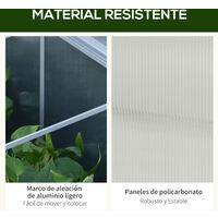 Invernadero de Jardín 180x51x51 cm Aluminio Policarbonato Transparente Vivero Casero para Plantas Cultivos Protección UV y Resistente