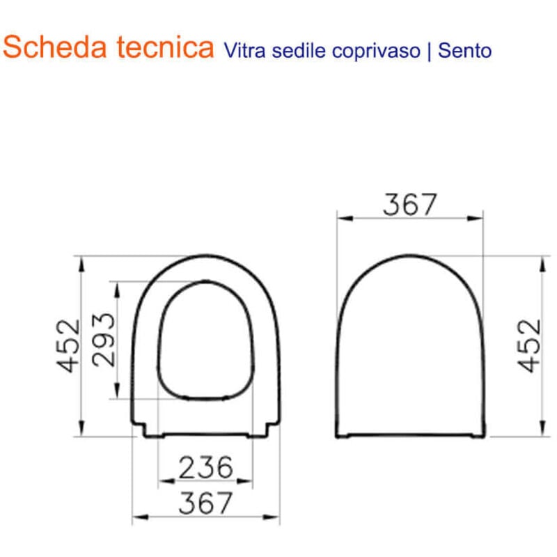 Sedile coprivaso Vitra Nero Matto serie sento soft close