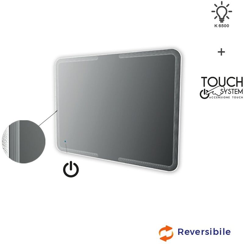 Specchio LED con righe accensione touch 90X120