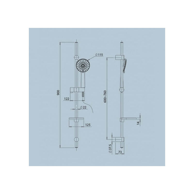 Saliscendi doccia di Jacuzzi Rubinetteria con doccino multigetto,  flessibile in ABS cromato e portasapone, Arcshop