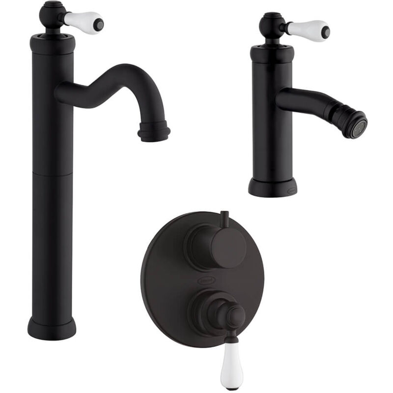 Miscelatori lavabo alto bidet e doccia incasso con deviatore Jacuzzi  Rubinetteria modello Tosca nero opaco