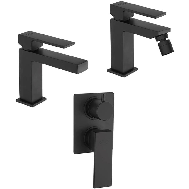 Set rubinetti lavabo alto bidet e gruppo vasca termostatico nero opaco  serie Twinkle di Jacuzzi Rubinetteria