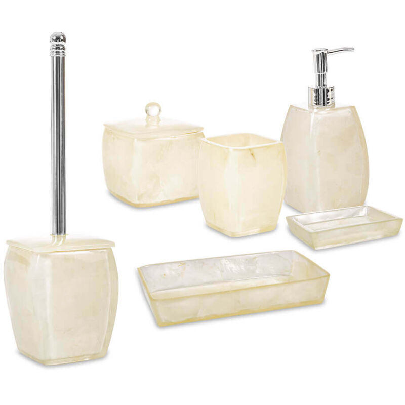 Set accessori bagno da appoggio 3 pezzi Antille Perla Dispenser Bicchiere e  Porta sapone