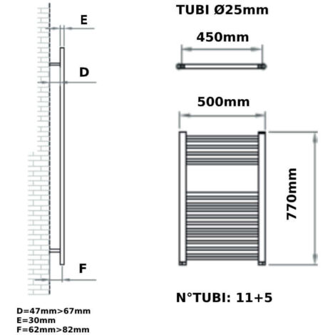 Termoarredo 50X77 cm idraulico bianco Opera Ercos