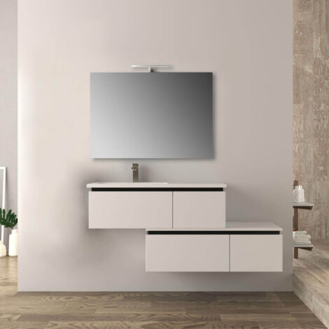 Mobile bagno sfalsato 140 cm sospeso bianco lucido Mod. Slide (1/5)