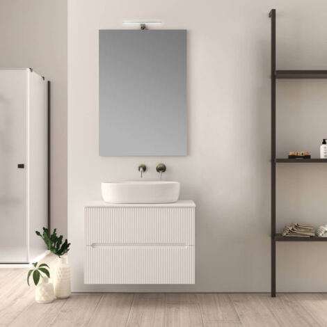 Mobile da bagno 80 cm cannettato bianco opaco Palermo (1/5)