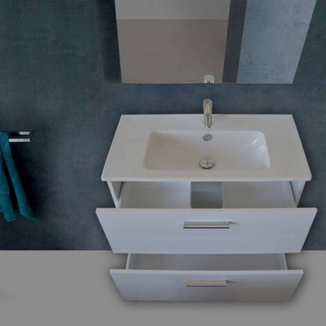 Mobile bagno 80 cm Vitra Mia bianco con specchio e lampada Led