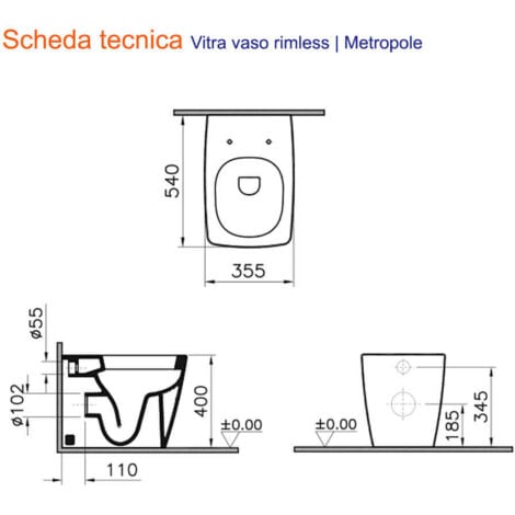 Metropole Vitra Sanitari wc e bidet bianco opaco sospesi, Arcshop