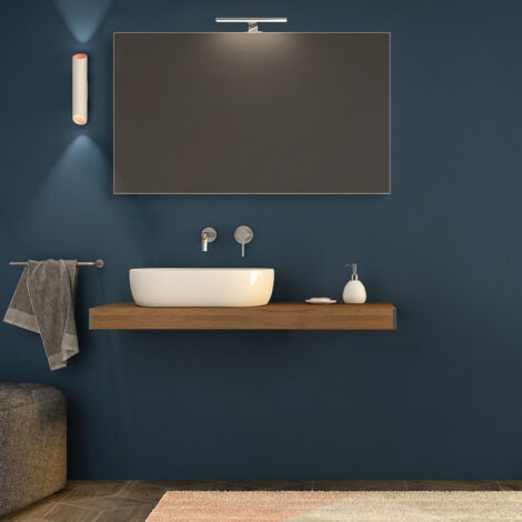 Mensolone da bagno rovere tabacco 120 cm sospeso  con cassettone da 50 cm (1/5)