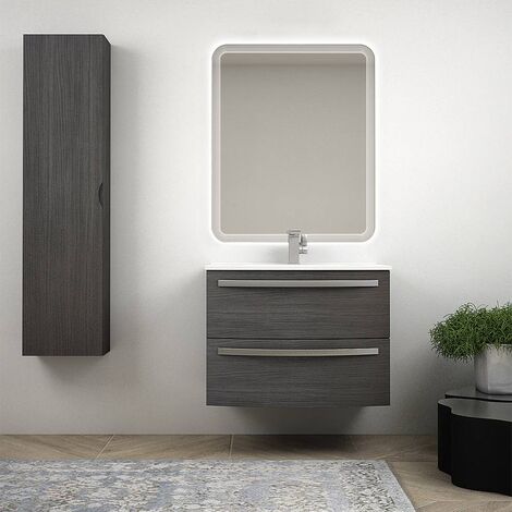 Colonna bagno sospesa altezza 140 cm rovere scuro reversibile mod