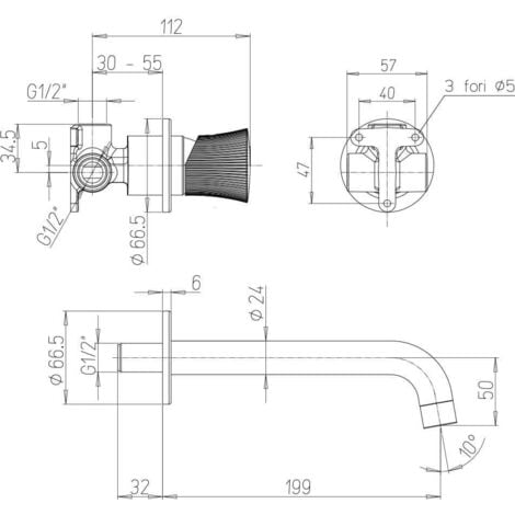 Miscelatore rubinetto lavabo a muro Illumina di Jacuzzi Rubinetteria per  piletta click clack