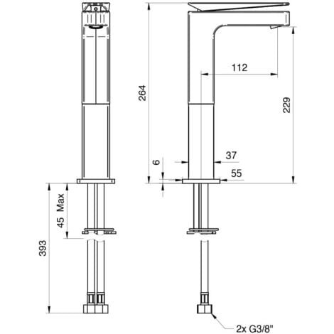 Set miscelatori lavabo + bidet Jacuzzi, rubinetteria Beam per piletta  click clack, Arcshop