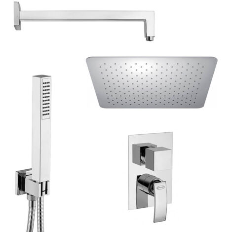 Set doccia Glint Jacuzzi rubinetteria con soffione ultrapiatto quadrato 20 cm doccetta e miscelatore doccia incasso