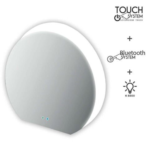 Specchio mezzaluna LED retroilluminato accensione touch con casse Bluetooth  98X109