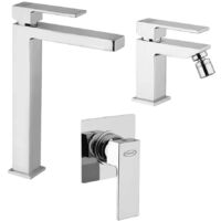 Set miscelatori Jacuzzi Rubinetteria lavabo alto bidet e doccia incasso serie Twinkle