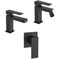 Set miscelatori nero opaco lavabo bidet e doccia incasso Twinkle Jacuzzi Rubinetteria