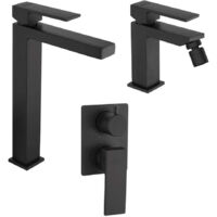 Set miscelatori Lavabo alto bidet e doccia incassocon deviatore nero opaco Jacuzzi Rubinetteria