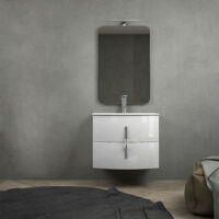 Mobile da bagno sospeso bianco lucido 70 cm con colonna da 170 cm
