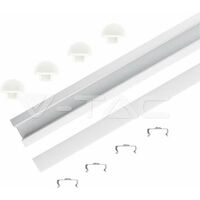 Perfil aluminio tira LED empotrable 2 metros - Difusor curvo Milky cover