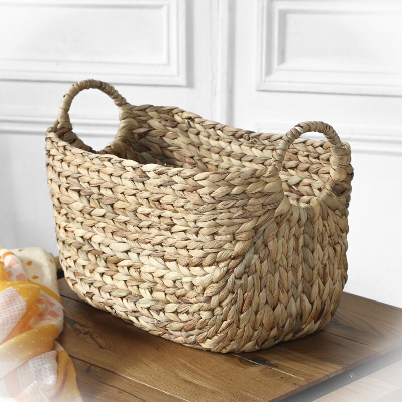 Cesto in Giacinto d'acqua con manici - L 40 cm x P 23 cm x H 26 cm