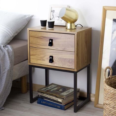 Yvsevnr Comodino Camera da Letto Nero Moderno con 3 Cassetti, Tavolino da Notte, Cassettiera in Legno, Comodini per Camera da Letto, Soggiorno, Gambe in Metallo,50x39.5x60CM