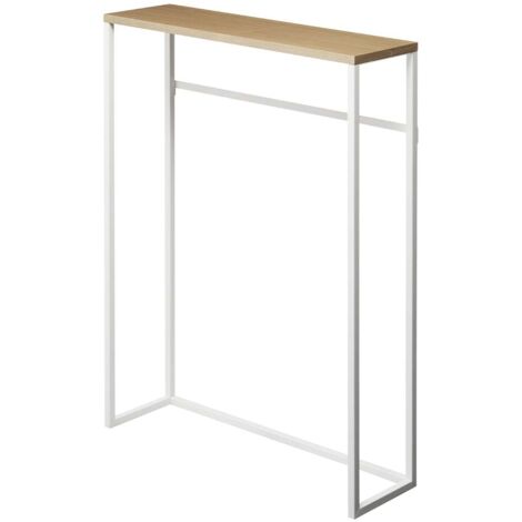 Consolle d'ingresso in metallo bianco e legno - L60 cm