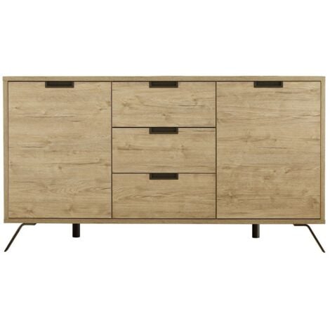 Huki Palma credenza madia soggiorno in legno rovere 2 ante 3 cassetti