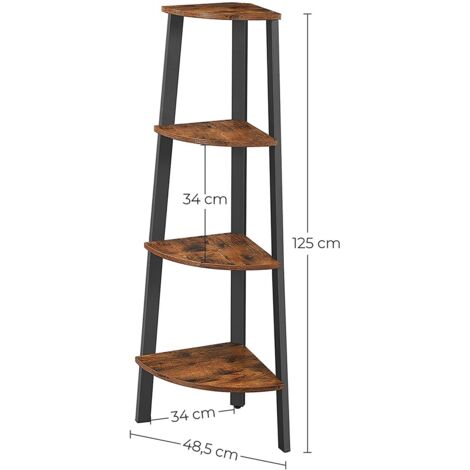 Libreria Angolare a 4 Ripiani, Scaffale ad Angolo, Portaoggetti, Porta Piante, Industriale, Grigio e Nero | Leroy Merlin