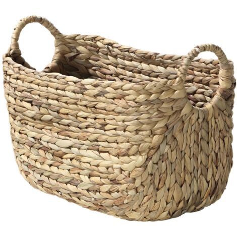Cesto in Giacinto d'acqua con manici - L 36 cm x P 19 cm x H 22 cm