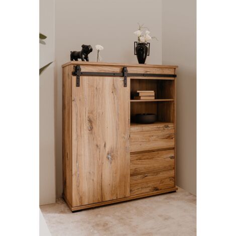 CREDENZA ANTHONY NOCE 2 ANTE SCORREVOLI 3 CASSETTI - Arredo Casa