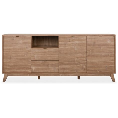 CREDENZA ANTHONY NOCE 2 ANTE SCORREVOLI 3 CASSETTI - Arredo Casa