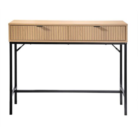 Console In Legno E Metallo 2 Cassetti + 1 Ripiano: Stile Industriale, L100 Cm, Per Ingresso E Salotto - 2