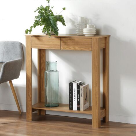 Consolle alta con 2 cassetti decor rovere - L79 cm