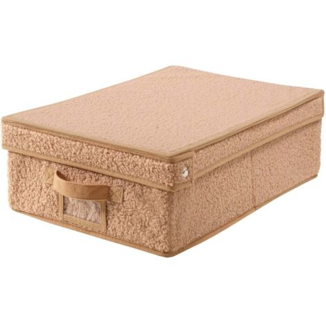 Panca Portaoggetti Betiana In Bouclé Crema – Stile Japandi Con Legno Noce – Baxton Studio