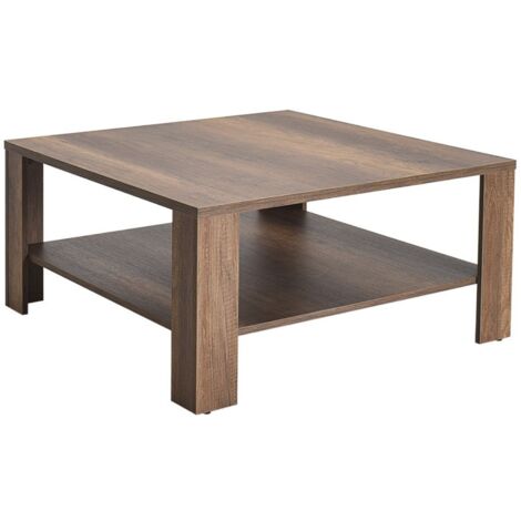 Tavolino Piccolo Con 2 Ripiani Marrone Rustico 40x30x50 Cm - Comodino Per Piccoli Spazi - 4