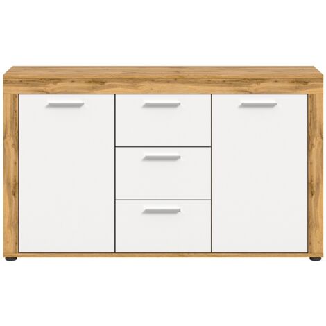 CARO-Möbel Panca Portascarpe Bilbao - 2 Ante E 4 Scomparti, Fino A 8 Paia, Seduta 100 Kg, Colore Rovere Wotan/Bianco