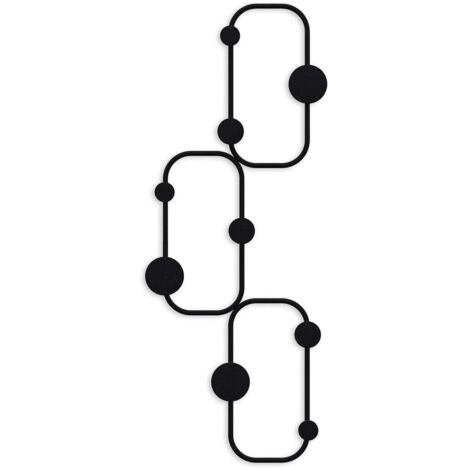 Appendiabiti da parete con 6 ganci arrotondati in metallo nero H70 cm - LIZZARD