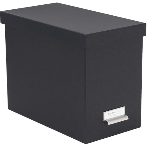 Bigso Box of Sweden Contenitore per documenti con coperchio - Raccoglitori da scrivania con 8 cartelle sospese - Raccoglitori documenti in fibra di legno e carta - grigio scuro