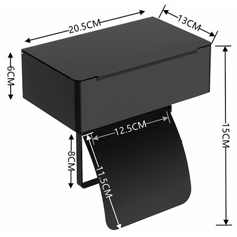 Toilettenpapierhalter mit Lagerbox Wasserdichter Schwarz Klopapierhalter für Küche Badezimmer