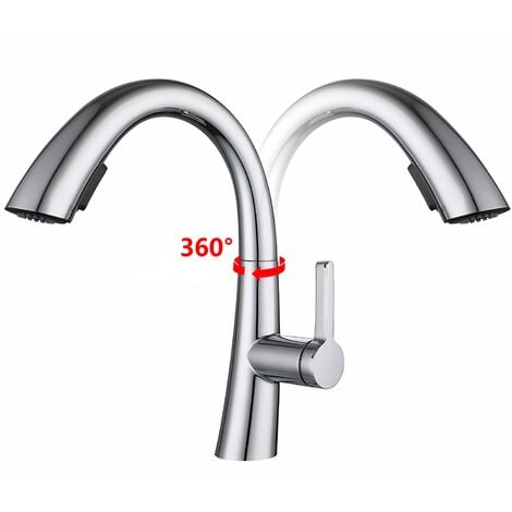 Modern Wasserhahn Bad mit Ausziehbar Brause  Waschtischarmatur Badezimmer mit 2 Wasserauslassmodi Chrom