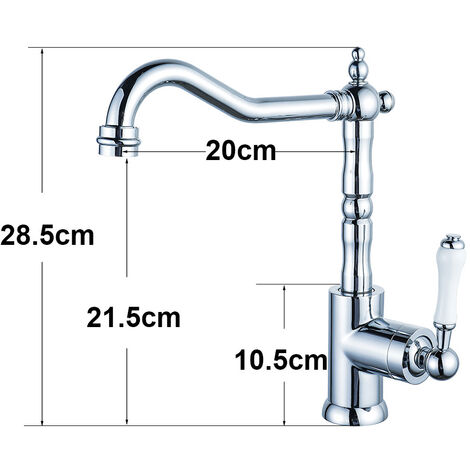 Küchenarmatur Einhebelmischer Waschbecken Mischbatterie aus Messing für Küche Badezimmer Armatur mit 3/8 Zoll Wasserzulaufrohr Chrom