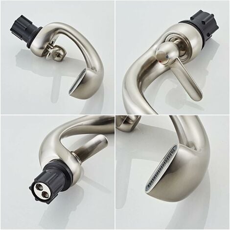 Wasserhahn Bad Wasserfall Wasserhahn Einhandmischer Mischbatterie Modern Waschtischarmatur für Badezimmer Gebürstetes Nickel