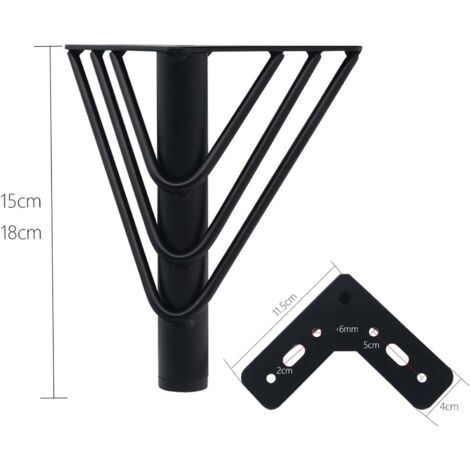 4 Stück Möbelfüße Metall Schrankfüsse Schwarz 15cm Tischbeine mit