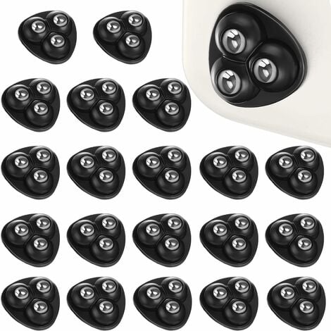 20 Stück Mini Möbelrollen 3 Kugeln Kugelrollen 360 Grad Drehung Universalrad Möbeltransfer für Mülleimer Lagerkästen Regale Schwarz