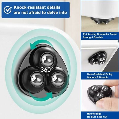 20 Stück Mini Möbelrollen 3 Kugeln Kugelrollen 360 Grad Drehung Universalrad Möbeltransfer für Mülleimer Lagerkästen Regale Schwarz